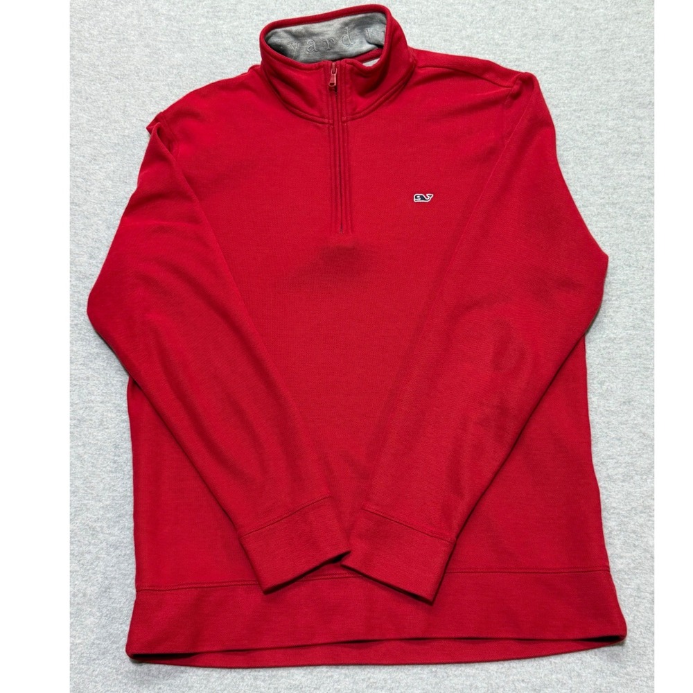 Vineyard Vines Mens M Red 100% Pima Cotton 1/4 Zip Pullover Sweatshirt Sweater